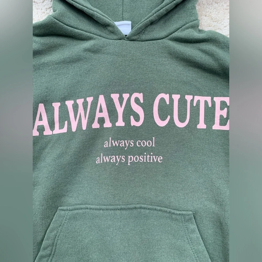 Zara Size 6 Olive Green Always Cute Hoodie Sweatshirt